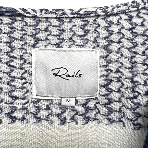 Rails Adelinel Dress Sapphire Jacquard Navy White Tassle Long Sleeve Size M - Picture 8 of 12